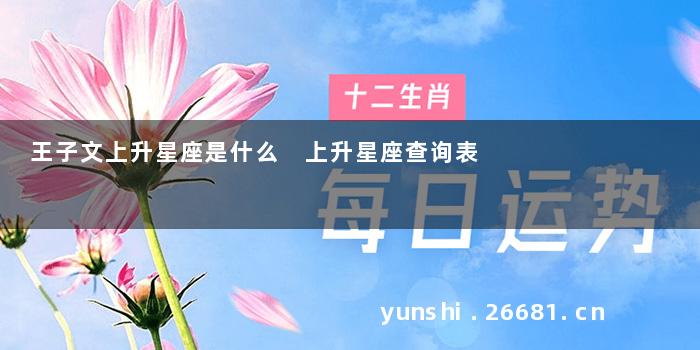 王子文上升星座是什么 上升星座查询表